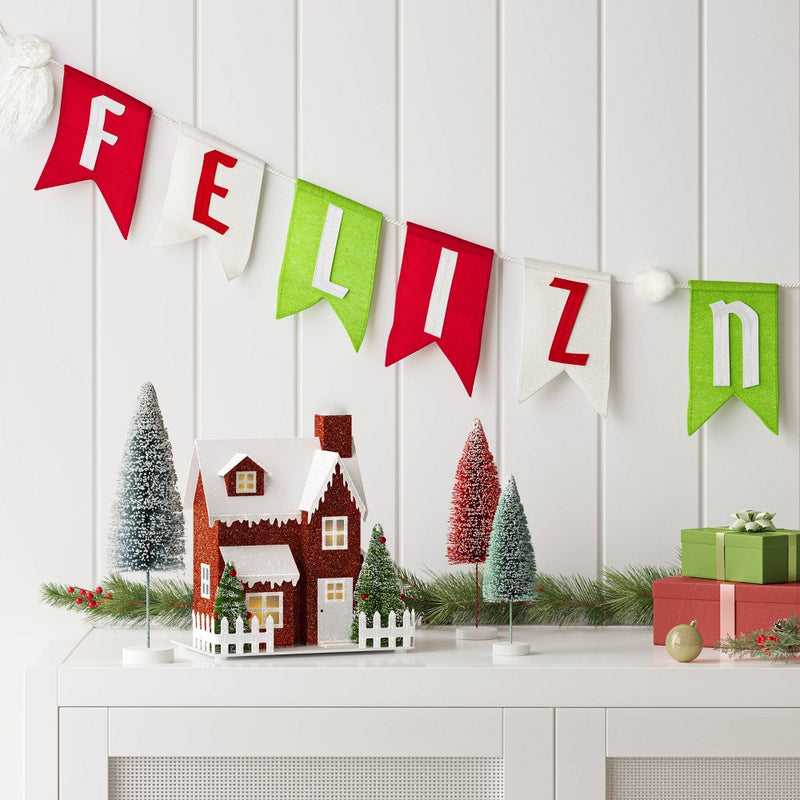 6' Fabric 'Feliz Navidad' Pennant Christmas Decorative Wall Garland Red/White/Green - Wondershop