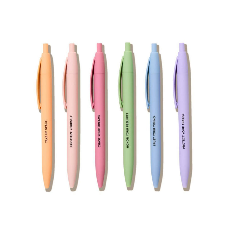 Be Rooted 6pk Ballpoint Pen Black Ink Soft Touch Affirmation Sayings