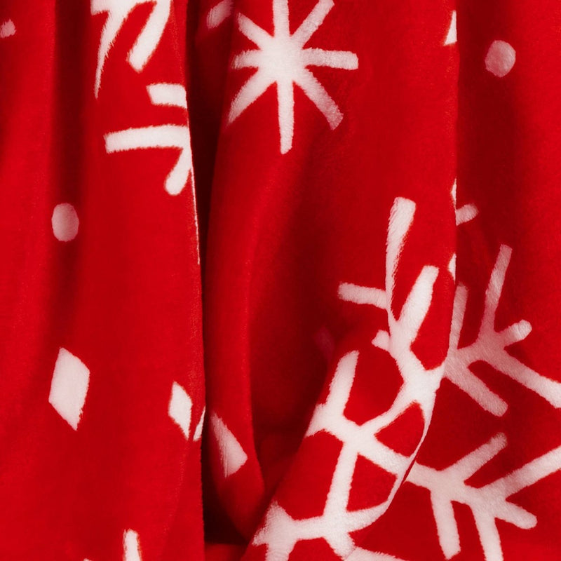Christmas Snowflake Printed Plush Throw Blanket Red - Wondershop