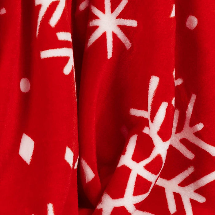 Christmas Snowflake Printed Plush Throw Blanket Red - Wondershop