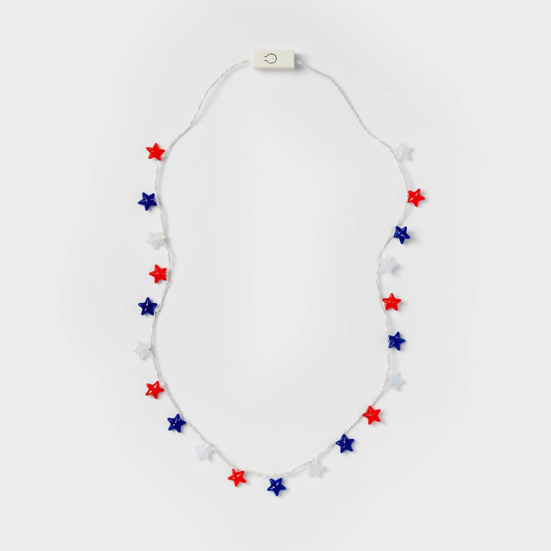 Light-up Necklace Red White & Blue Stars - Su197543715017n Squad