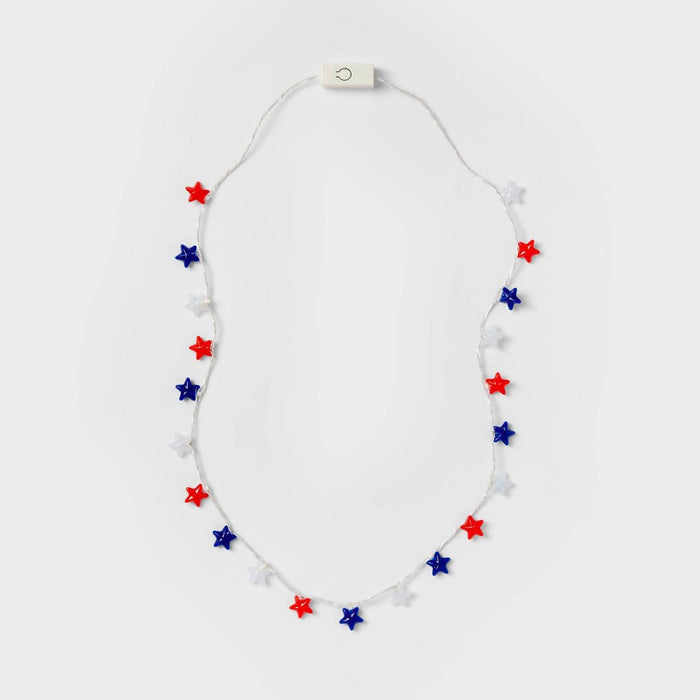 Light-up Necklace Red White & Blue Stars - Su197543715017n Squad