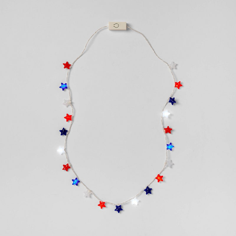 Light-up Necklace Red White & Blue Stars - Su197543715017n Squad
