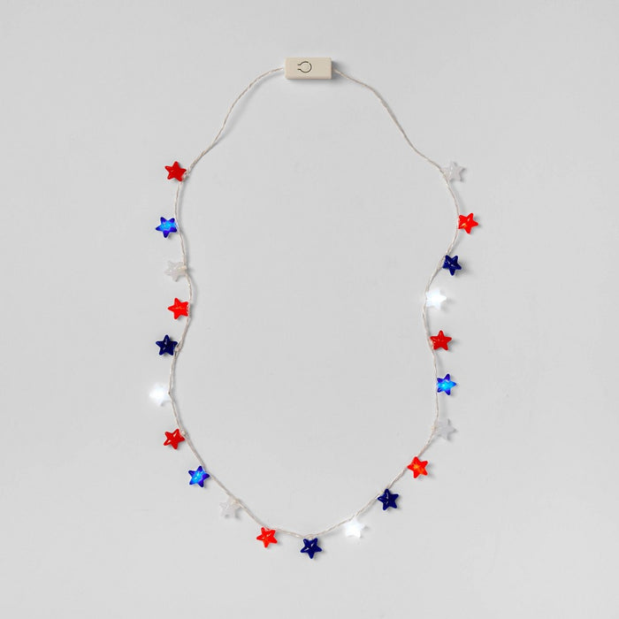 Light-up Necklace Red White & Blue Stars - Su197543715017n Squad