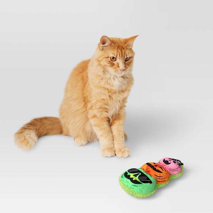 Halloween Retro Stacked Pumpkins Kicker Plush Cat Toy - Hyde & EEK! Boutique