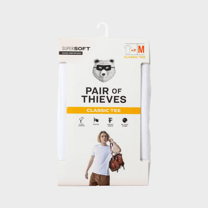 Pair of Thieves Men's Classic Fit Short Sleeve Crewneck Undershirt 2pk - White M