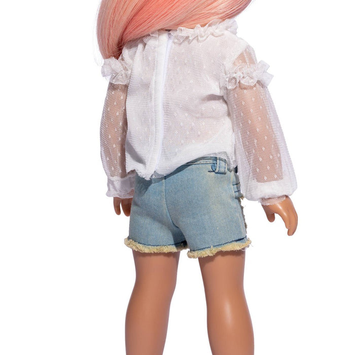 I'M A GIRLY White Blouse with Lace Details Outfit for 18" Fashion Doll