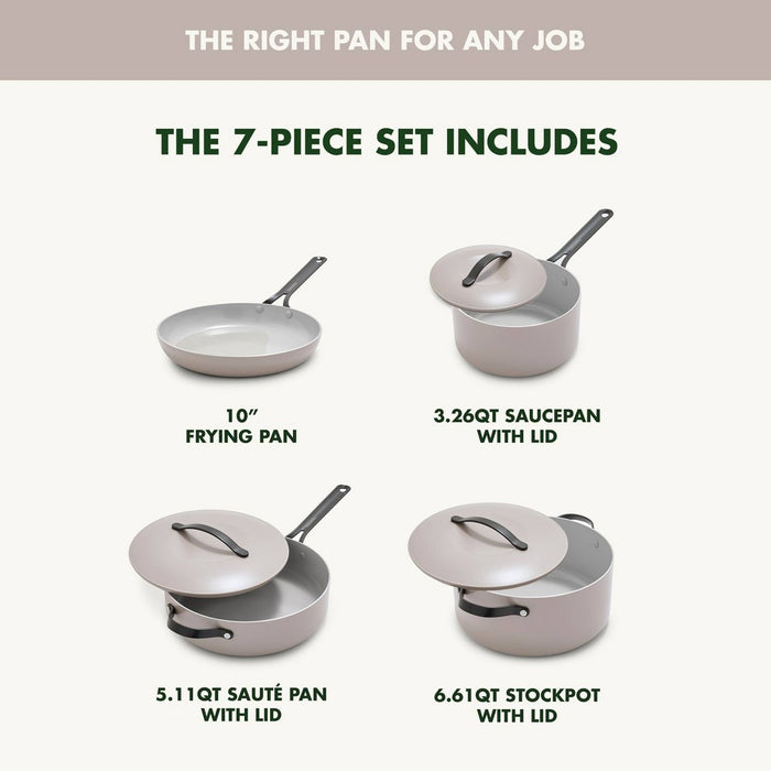 GreenPan Nova 7pc Ceramic Nonstick Aluminum Cookware Set Cloud Gray with Black Stainless Steel Handles (LOCAL PICKUP ONLY)