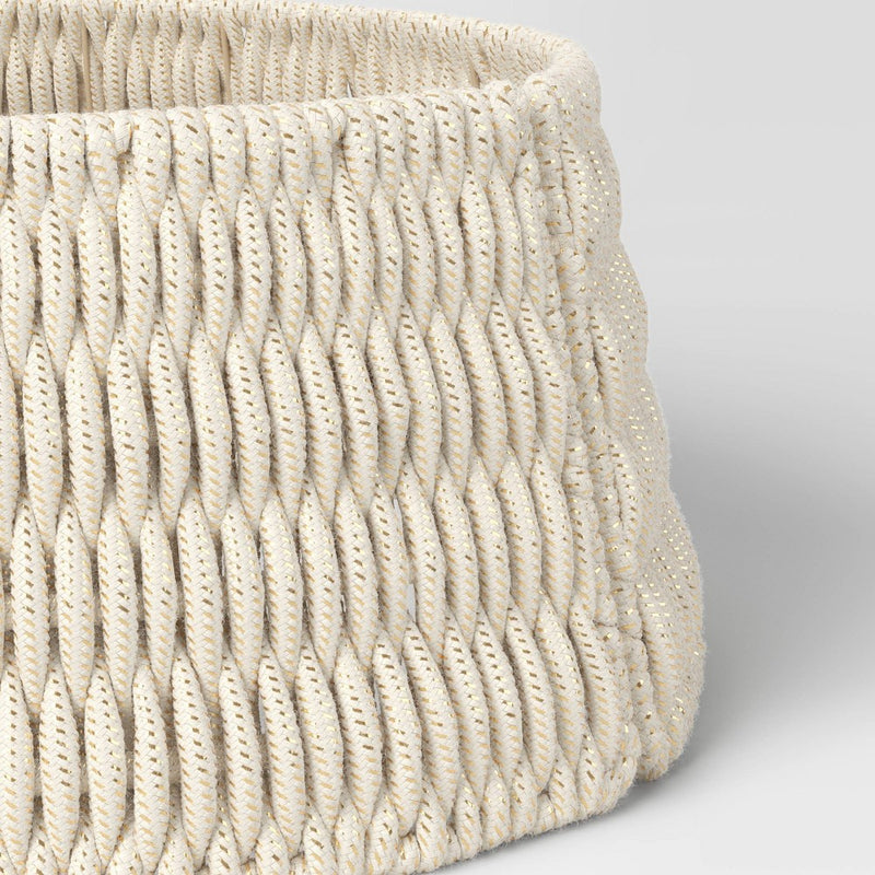 26" Woven Rope with Metallic Accent Christmas Tree Collar White/Gold - Wondershop (LOCAL PICKUP ONLY)
