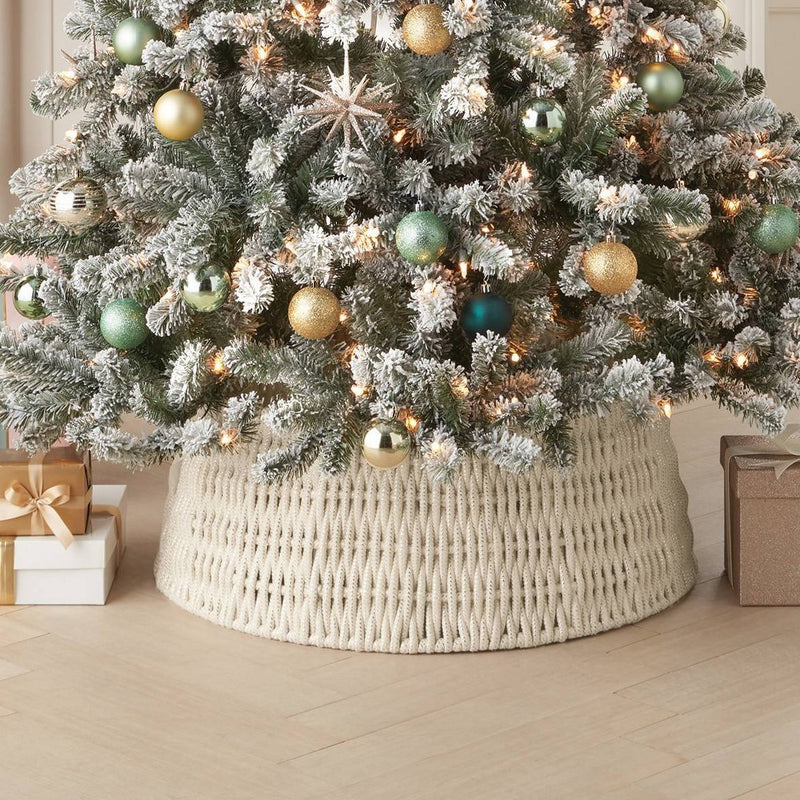 26" Woven Rope with Metallic Accent Christmas Tree Collar White/Gold - Wondershop (LOCAL PICKUP ONLY)