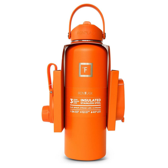 IRON FLASK 40oz Stainless Steel Water Bottle with Plastic Lid Apricot Orange