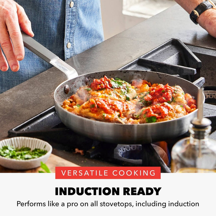 Bobby Flay 12" Stainless Steel Ceramic Nonstick Covered Fry Pan