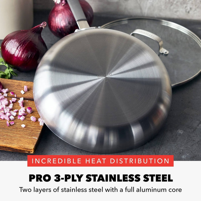 Bobby Flay 12" Stainless Steel Ceramic Nonstick Covered Fry Pan