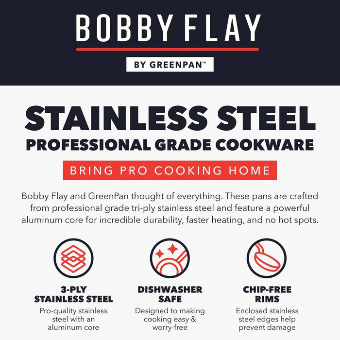 Bobby Flay 12" Stainless Steel Ceramic Nonstick Covered Fry Pan
