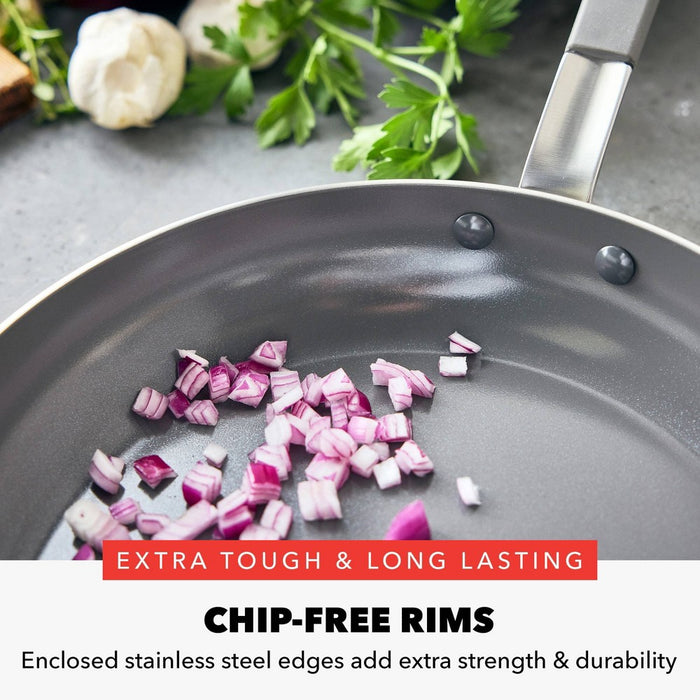 Bobby Flay 12" Stainless Steel Ceramic Nonstick Covered Fry Pan