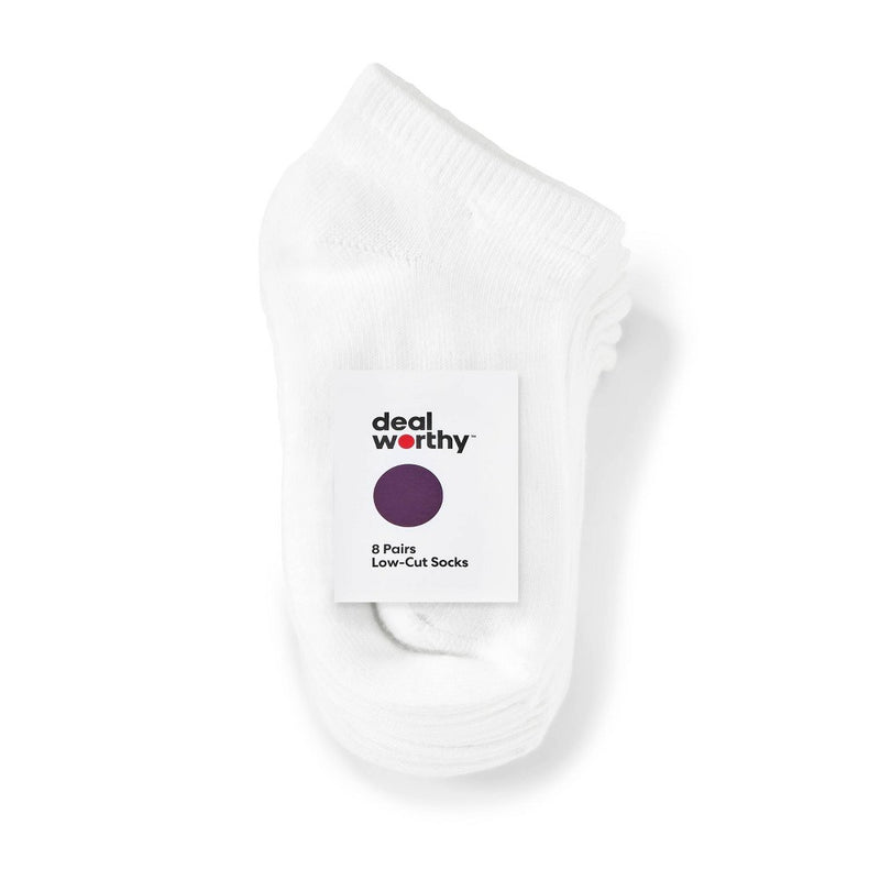 Toddler 8pk Low Cut Socks - Dealworthy White 4T-5T