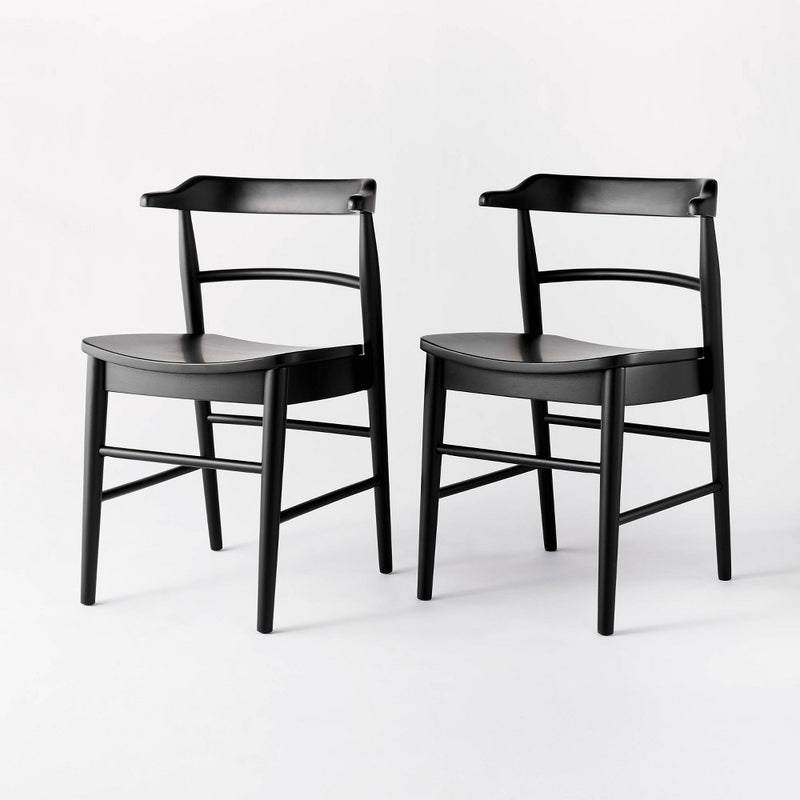 2pk Kaysville Curved Back Wood Dining Chair Black - Threshold designed with Studio McGee: Rubberwood Frame, Non-Upholstered, 250lb Capacity (LOCAL PICKUP ONLY)