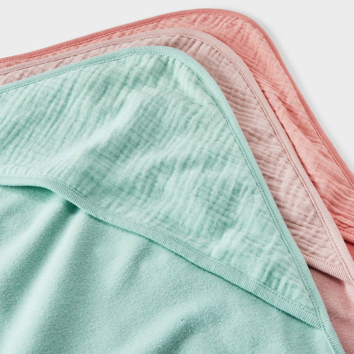 Baby 3pk Muslin Hooded Towel - Cloud Island Pink