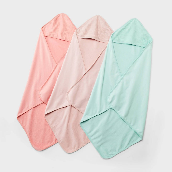 Baby 3pk Muslin Hooded Towel - Cloud Island Pink