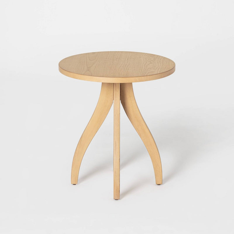 Surfside Round Wood Knock Down Accent Table with Curved Legs Natural - Threshold designed with Studio McGee (LOCAL PICKUP ONLY)