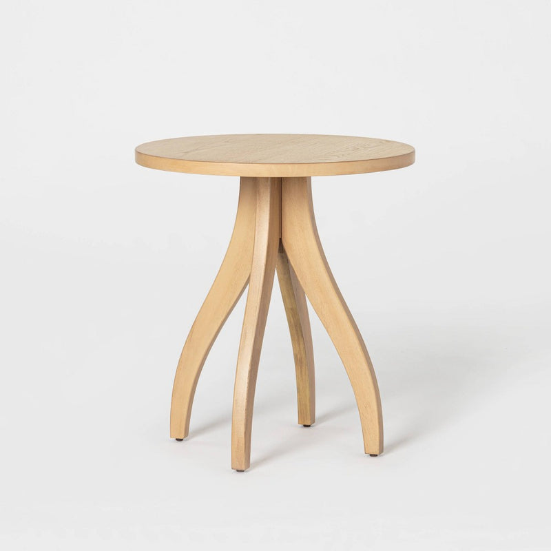 Surfside Round Wood Knock Down Accent Table with Curved Legs Natural - Threshold designed with Studio McGee (LOCAL PICKUP ONLY)