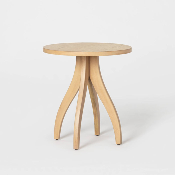 Surfside Round Wood Knock Down Accent Table with Curved Legs Natural - Threshold designed with Studio McGee (LOCAL PICKUP ONLY)
