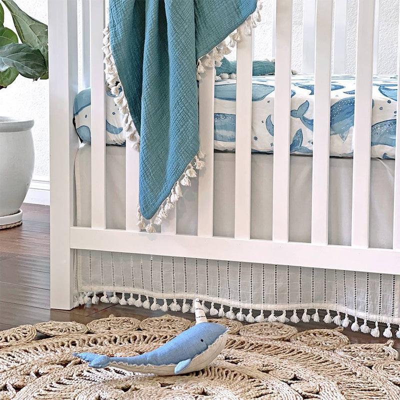 Crane Baby Cotton Sateen Fitted Crib Sheet - Caspian Whales