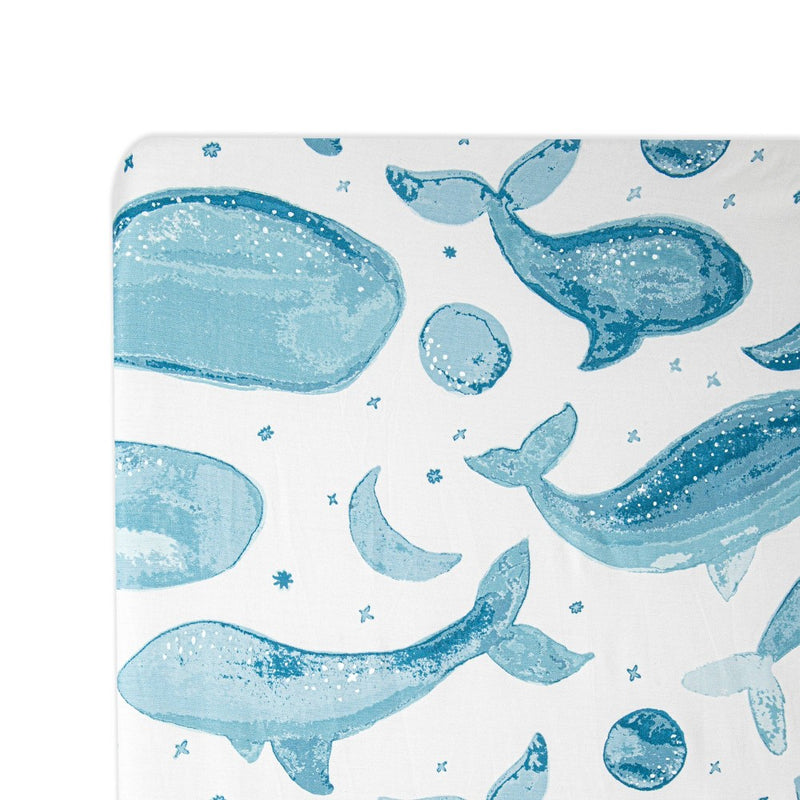 Crane Baby Cotton Sateen Fitted Crib Sheet - Caspian Whales