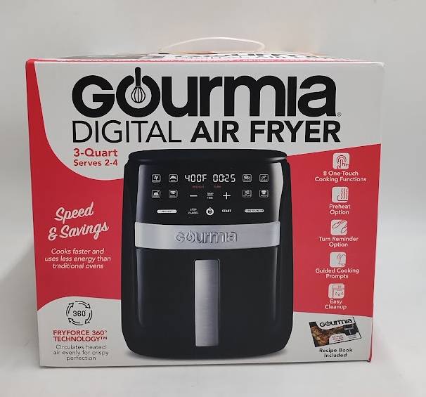 Digital 3qt Air Fryer with Guided Cooking Prompts Black/Stainless Steel Finish