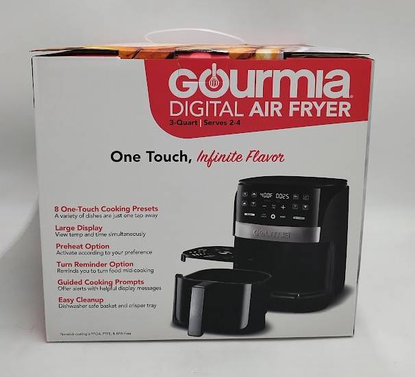 Digital 3qt Air Fryer with Guided Cooking Prompts Black/Stainless Steel Finish