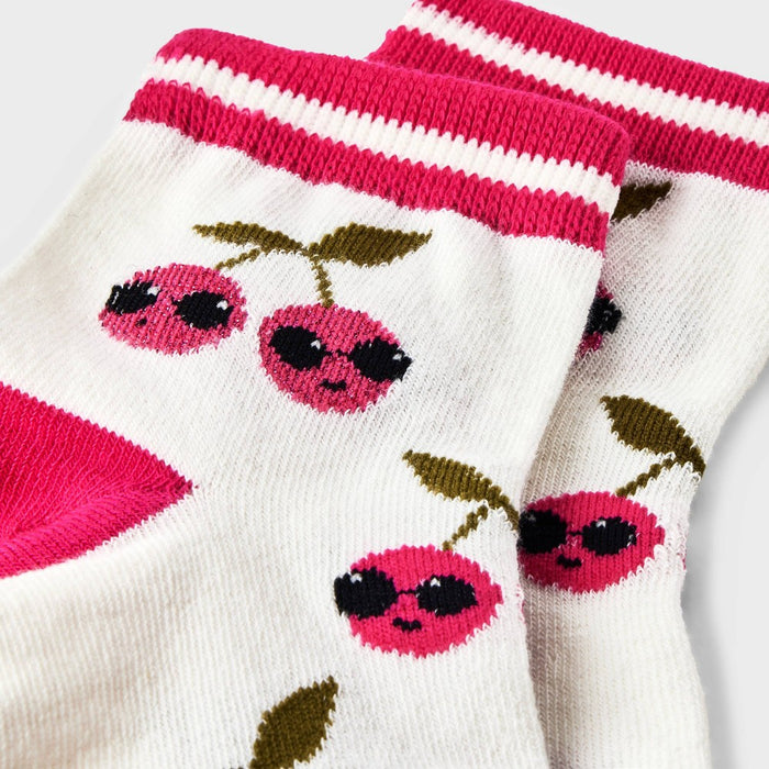 Women's Cool Cherries Ankle Socks - Xhilaration Ivory/Pink 4-10