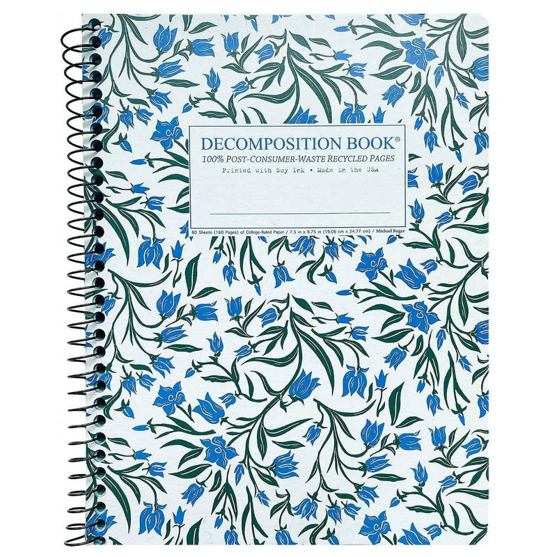 Decomposition Book 160 Sheet College Ruled Spiral Notebook 7.5"x9.75" Bluebells