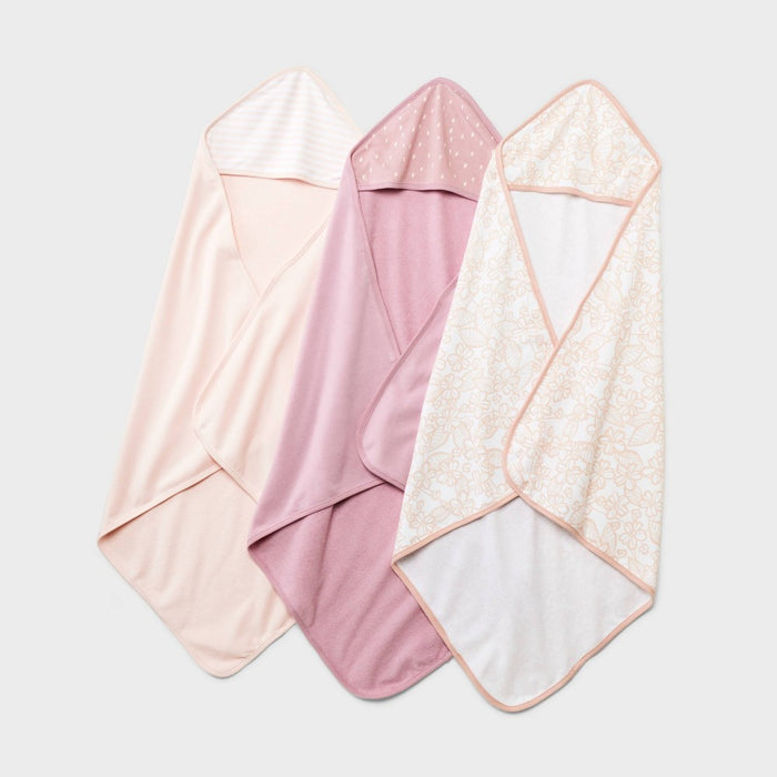 Baby 3pk Hooded Towel - Cloud Island Pink