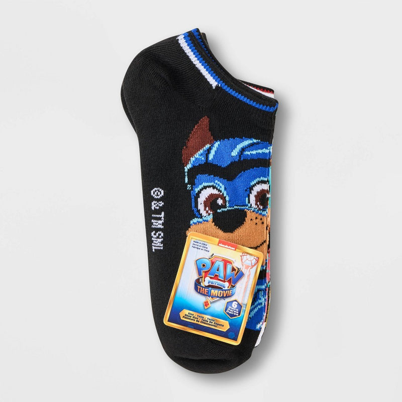 Boys' PAW Patrol 6pk No Show Socks - Black/White S/M