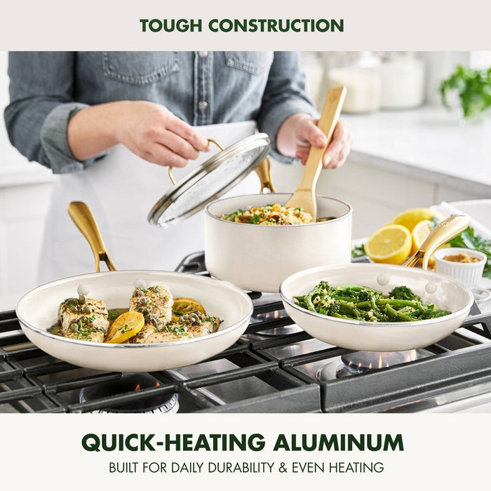 GreenPan Studio 12pc Aluminum Ceramic Nonstick Cookware Set Linen (LOCAL PICKUP ONLY)