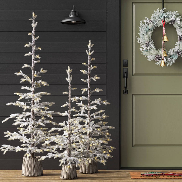 5' Pre-lit Flocked Balsam Fir Artificial Christmas Tree with Basket Base Warm White LED Lights - Wondershop (LOCAL PICKUP ONLY)