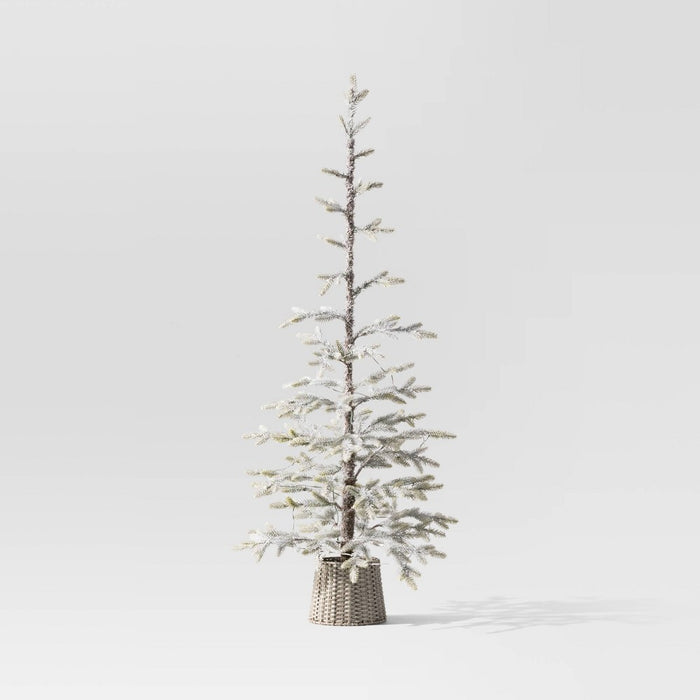 5' Pre-lit Flocked Balsam Fir Artificial Christmas Tree with Basket Base Warm White LED Lights - Wondershop (LOCAL PICKUP ONLY)