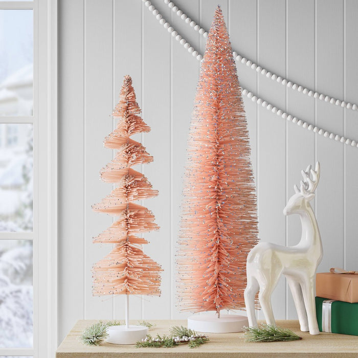 24" Spiral Christmas Bottle Brush Tree Sculpture - Wondershop Blush (LOCAL PICKUP ONLY)