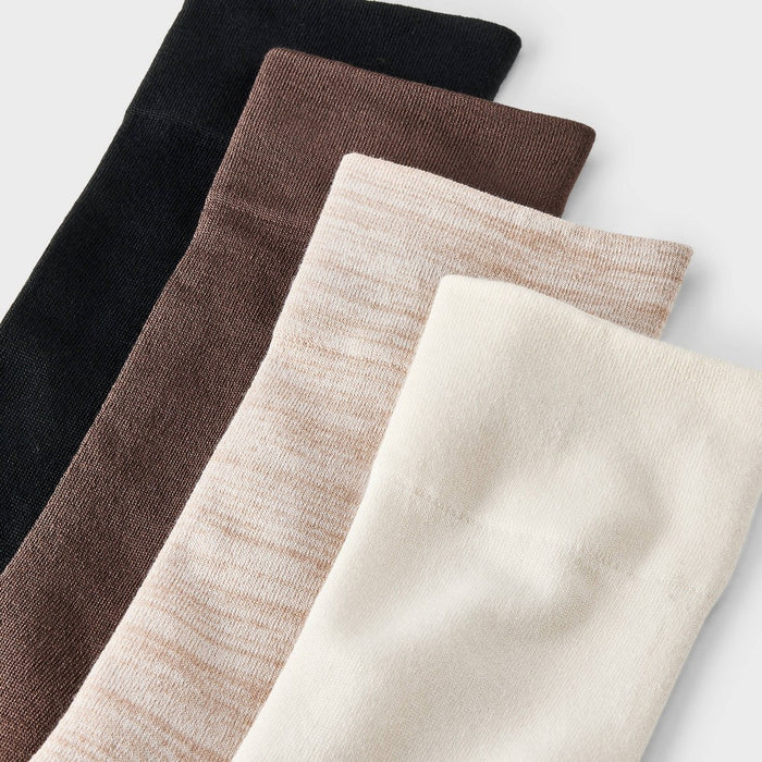 Women's Ultra Smooth Supersoft Fine Gauge Knit 4pk Crew Socks - Auden Ivory/Brown/Black 4-10