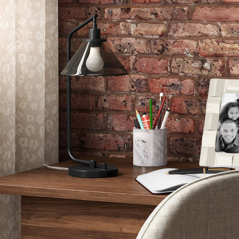 Smoked Glass Table Lamp Black - Threshold (LOCAL PICKUP ONLY)