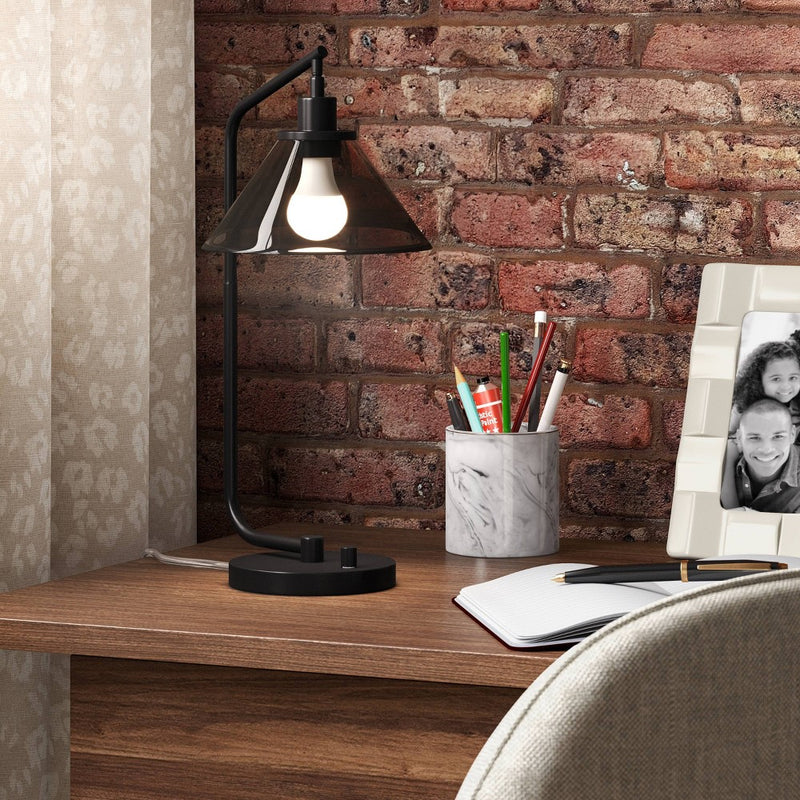 Smoked Glass Table Lamp Black - Threshold (LOCAL PICKUP ONLY)