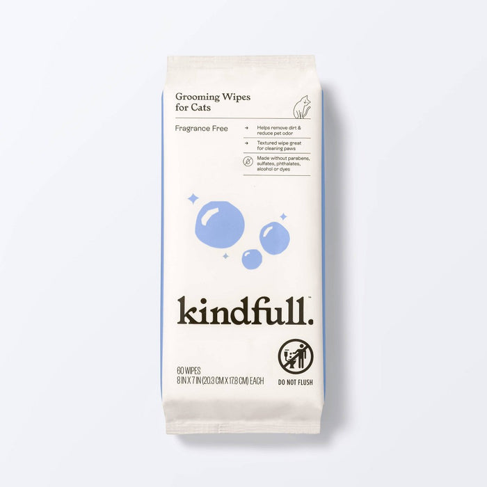 Fragrance Free Cat Grooming Wipes - 60ct - Kindfull