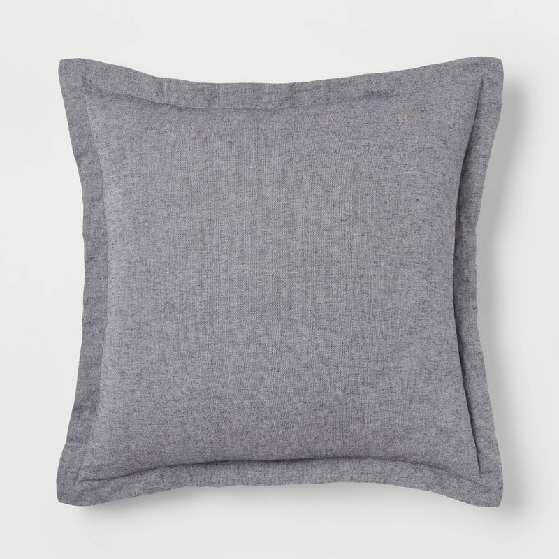 Euro Cotton Linen Blend Chambray Decorative Throw Pillow Navy - Threshold: Indoor Square Pillow, Zipper Closure, OEKO-TEX Certified (LOCAL PICKUP ONLY)