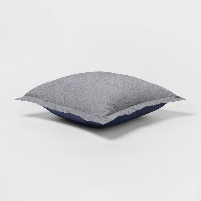 Euro Cotton Linen Blend Chambray Decorative Throw Pillow Navy - Threshold: Indoor Square Pillow, Zipper Closure, OEKO-TEX Certified (LOCAL PICKUP ONLY)