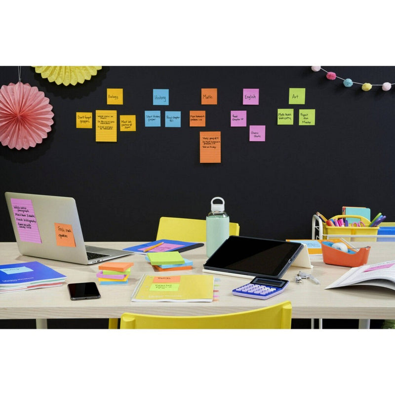 Post-it Super Sticky Notes, 1 7/8 in. x 1 7/8 in., Energy Boost Collection, 6 Pads/Pack, 45 Sheets/Pad
