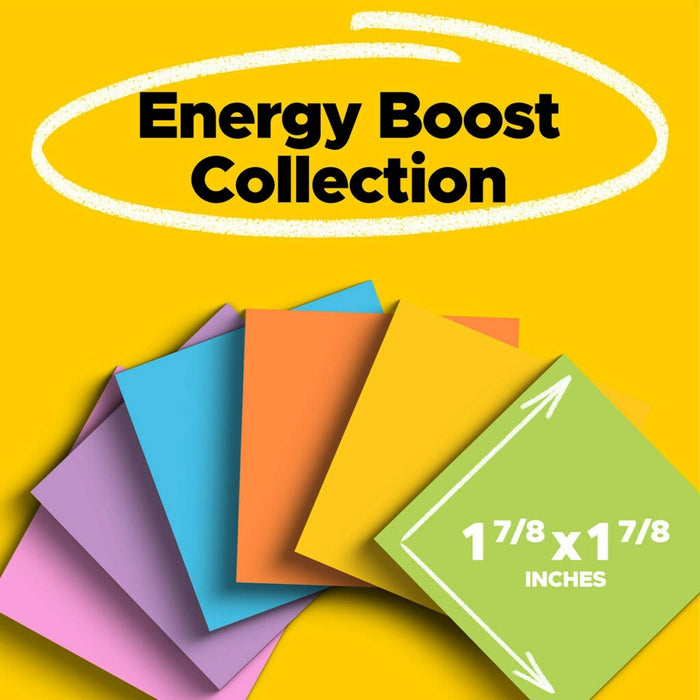 Post-it Super Sticky Notes, 1 7/8 in. x 1 7/8 in., Energy Boost Collection, 6 Pads/Pack, 45 Sheets/Pad