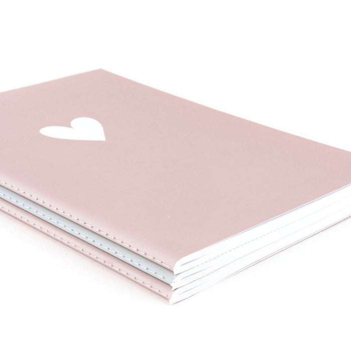 Sugar Paper Essentials 3pk Ruled Notebooks 8.5"x6" Pink Rose Heart Pinstripe