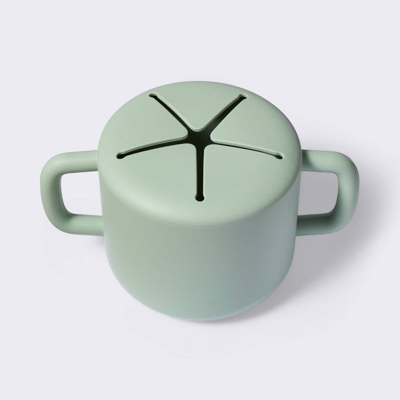 Silicone Snack Cup With Lid - Green - Cloud Island