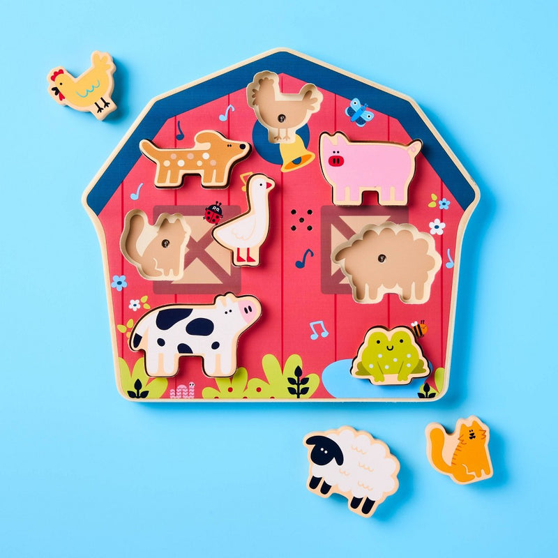Barnyard Sounds Chunky Puzzle Set - 9pc - Gigglescape