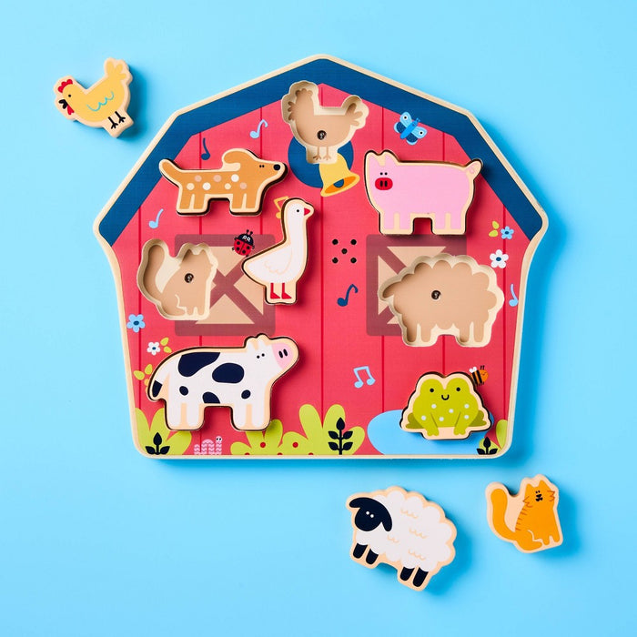 Barnyard Sounds Chunky Puzzle Set - 9pc - Gigglescape
